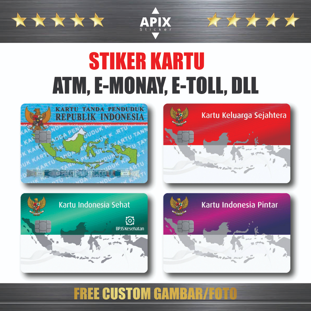 

Stiker Sticker Kartu Atm Garskin Skin Card Pelindung KTP BPJS KIP Stiker Kartu Atm Bca | Bri | Mandiri | Debit | Credit | E-money | Flazz ( Vinyl ) Waterproof