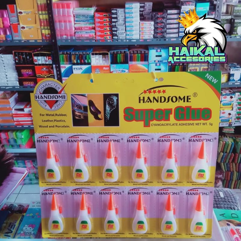 

Lem Super Glue Botol Handsome 5g Isi 12pcs