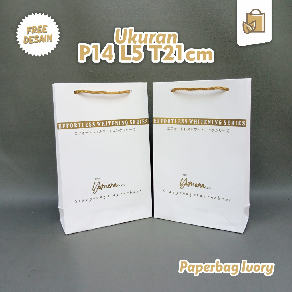 

Paperbag Skincare Custom Free Desain Bahan Ivory Dengan Sablon