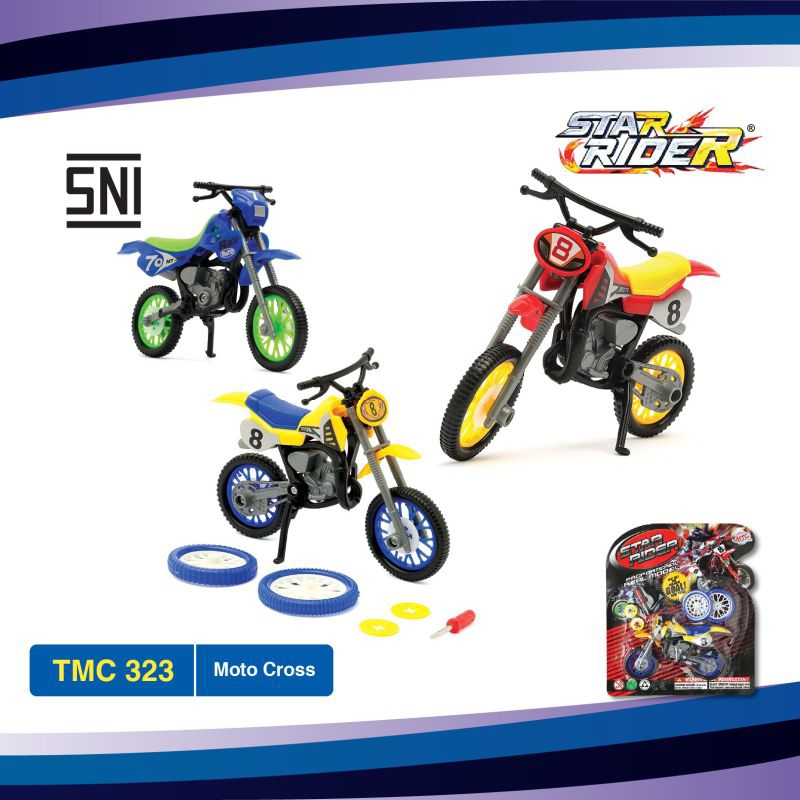 Mainan Anak laki-laki Kendaraan Mini Motor Trail Cros 3+ warna random