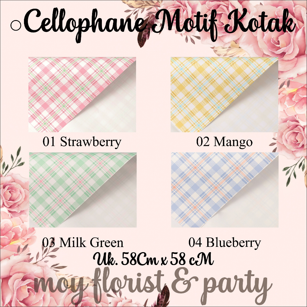 

(20 Lembar) Kertas Buket Celophane Motif Kotak Kotak / wraping paper cellophane kotak kotak
