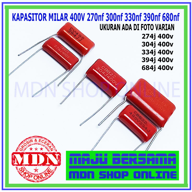 Kapasitor milar mylar 400v 270nf 300nf 330nf 390nf 680nf 400v