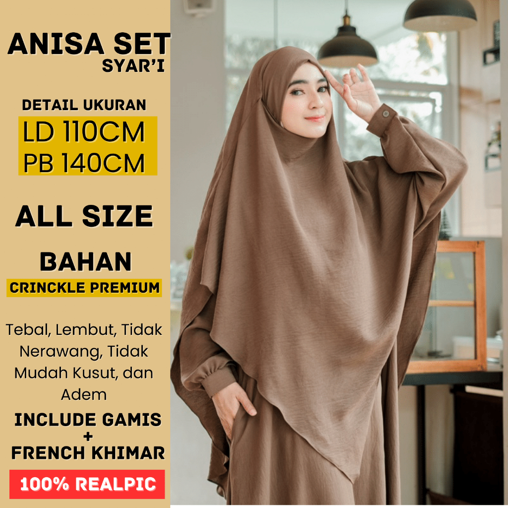 GAMIS SYARI PREMIUM SET KHIMAR - ANISA SET