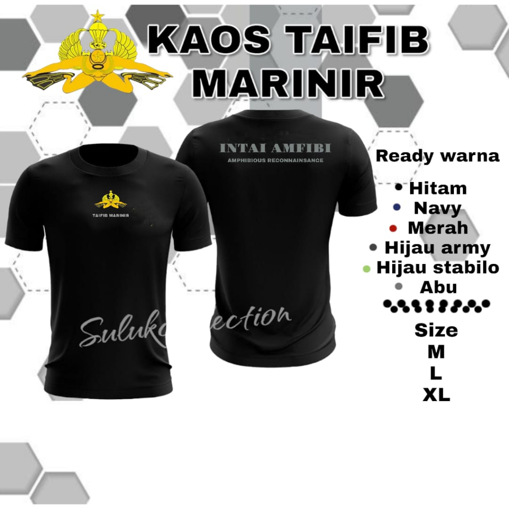 Baju Kaos Taifib Marinir TNI AL Bahan Drifit Hitam premium