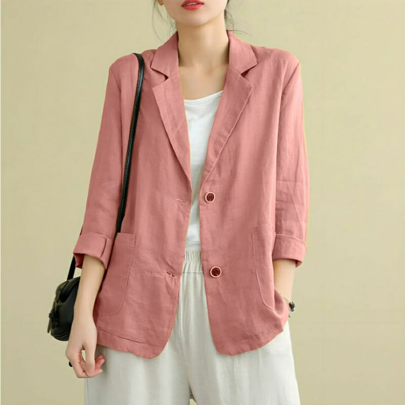 HOT PRODUCT Blazer Jumbo Wanita Linen Ld 100cm sampai 140cm Dumma Blazer Blazer Korea Blazer Wanita