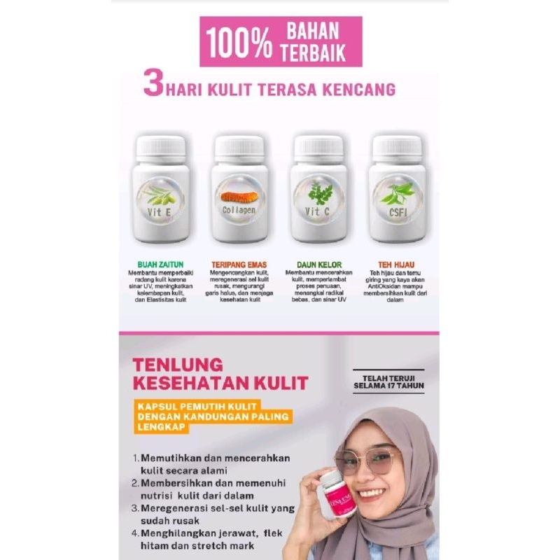 Tenlung pemutih badan / kapsul pemutih badan / obat pemutih badan / suplemen kecantikan / skincare /