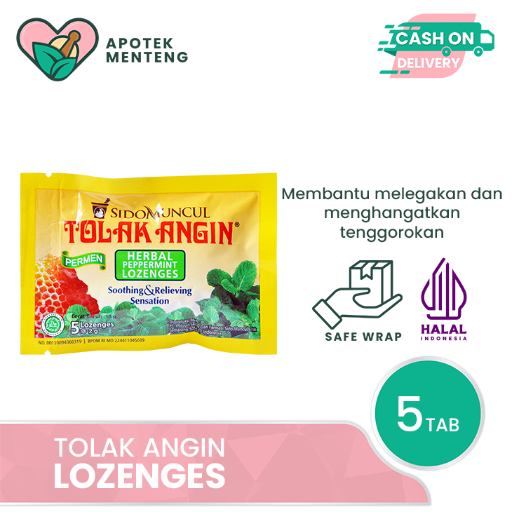 

Permen Tolak Angin Lozenges Sachet - Melegakan Tenggorokan Kering