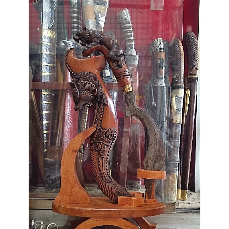 kujang pamor asli ukir macan nagkod maung pajajaran koleksian pamake hobi menguntungkan