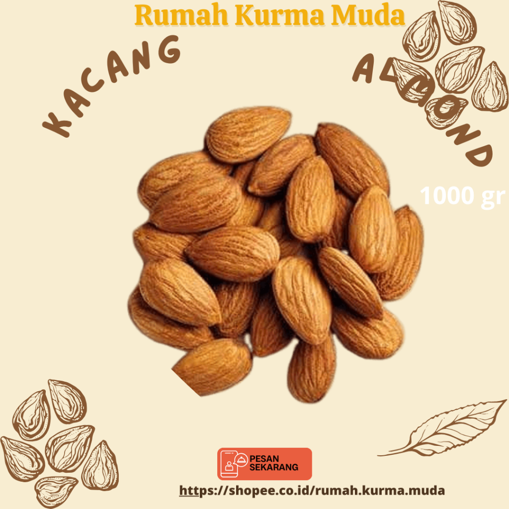 

RumahKurmaMuda - Kacang Almond Panggang Kupas 1kg / Roasted Almond 1kg - Tawar