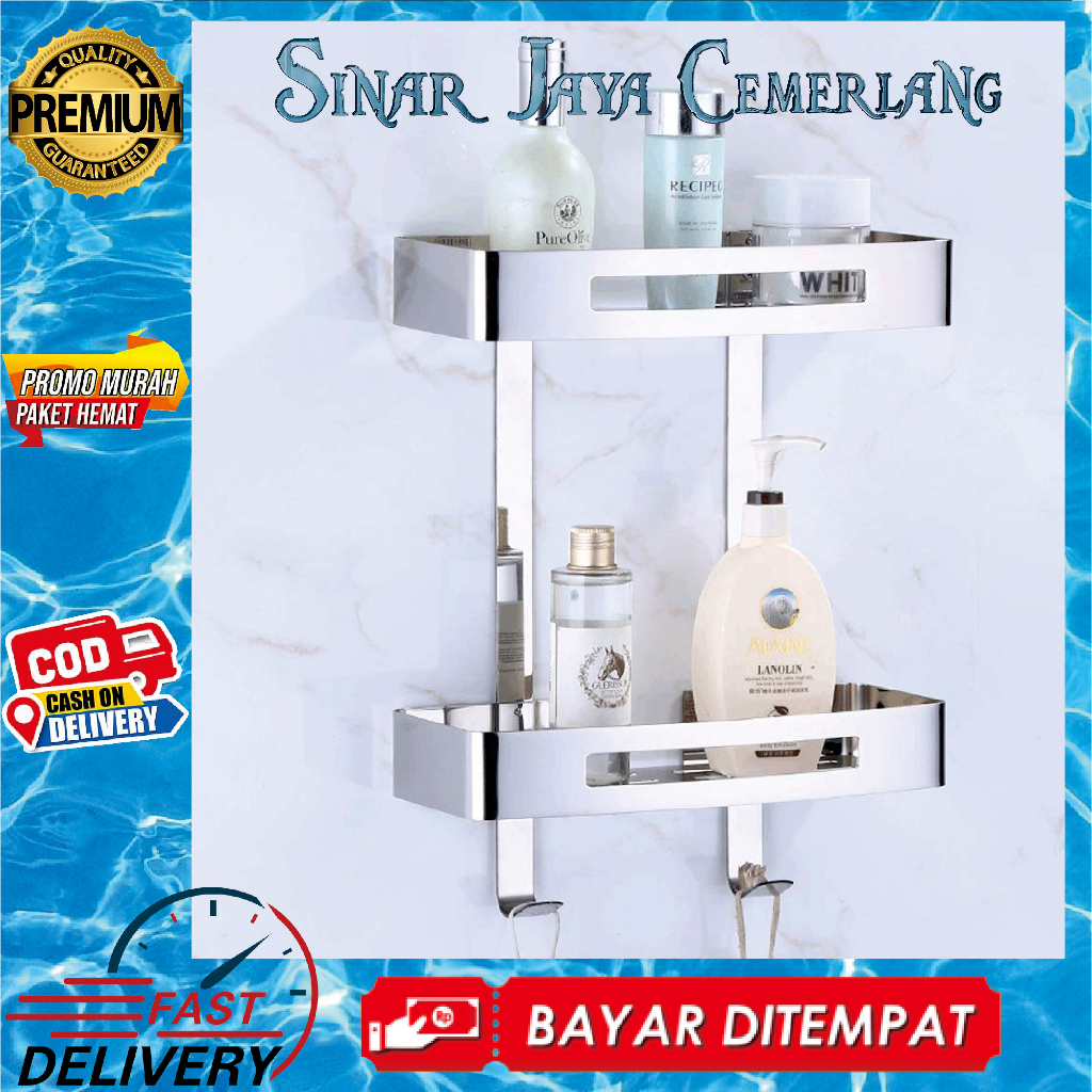 Rak Persegi Stainless 2 Susun - Rak Toilet Susun