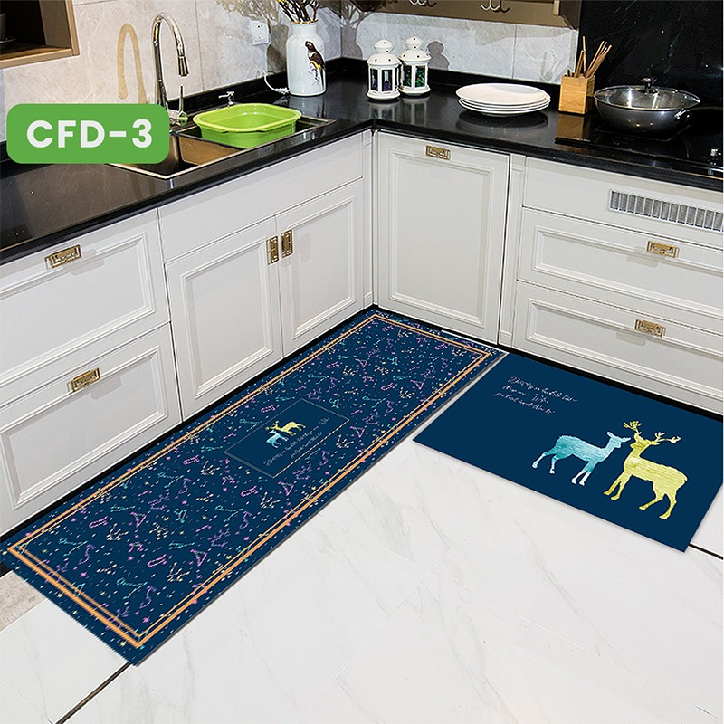 Keset Dapur Panjang Anti Slip 2 in 1 Motif Kitchen Mat Rugs Keset Nyerap Air  (120x40cm)