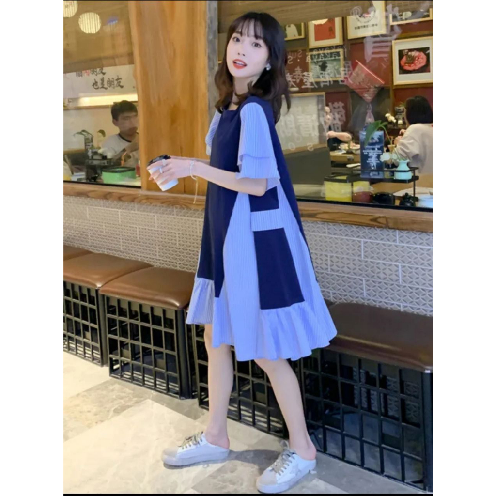 (COD) Dress Bumil Alika / Baju Santai Bumil / Terusan Bumil