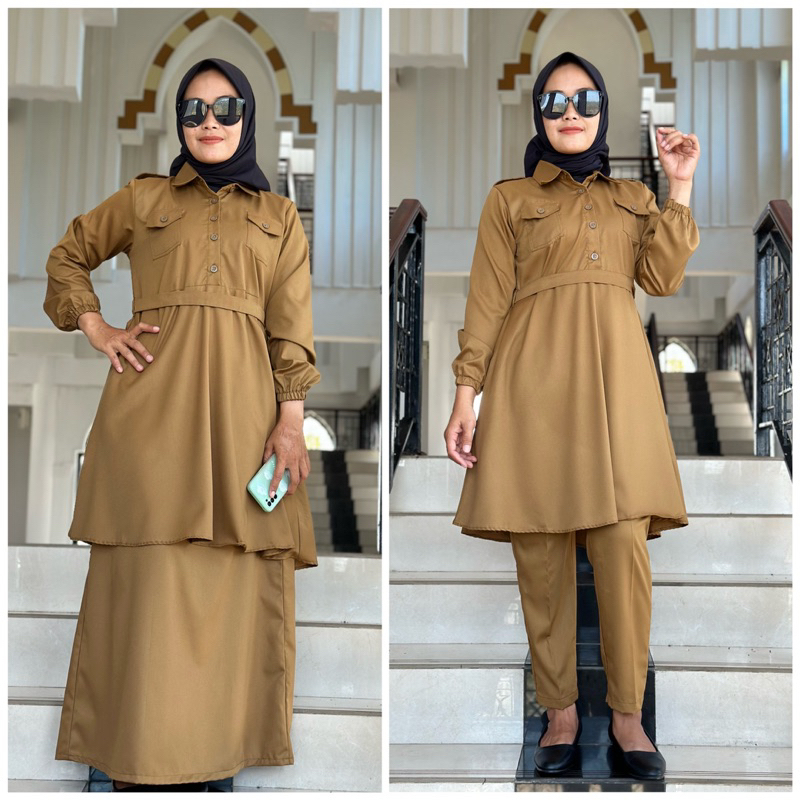 Tunik Set Pemda wanita terbaru