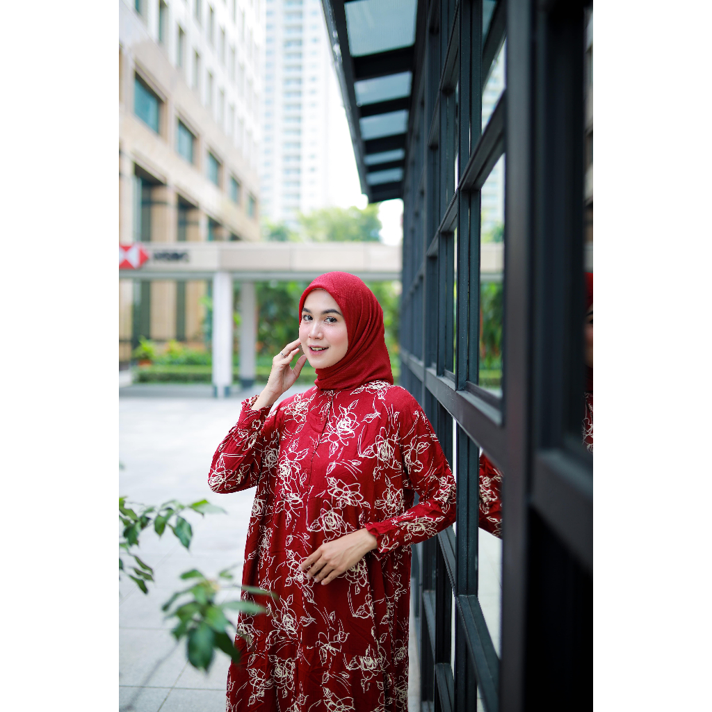 Gamis Ciel | Gamis Motif Bunga | Bahan Rayon | Gamis Wanita