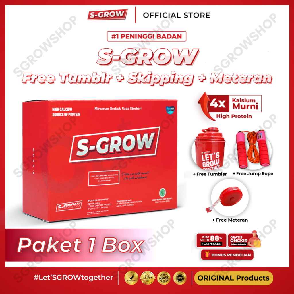 

S-GROW Susu Peninggi Badan Terbaik Original 1 Box (10 Sachet)