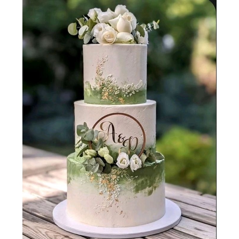wedding cake green&white/mix dummy