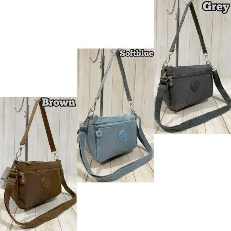 POUCH/ TAS SELEMPANG/DOMPET NYLON IMPORT WANITA 2Sleting (2tali)