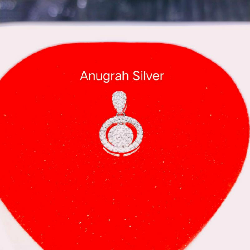 Liontin/ buah kalung model dobel bulat mata putih full kilau perak asli 925/ Silver lapisan emas put