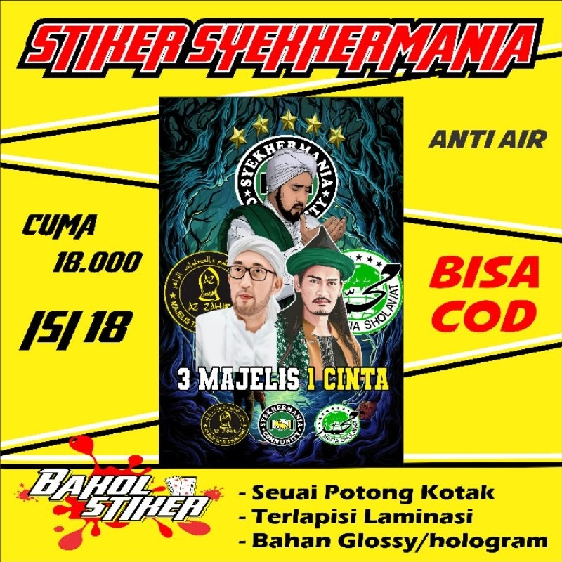 

Stiker 3 majelis 1 cinta l stiker Syekhermania l stiker tahan air l stiker bersholawat