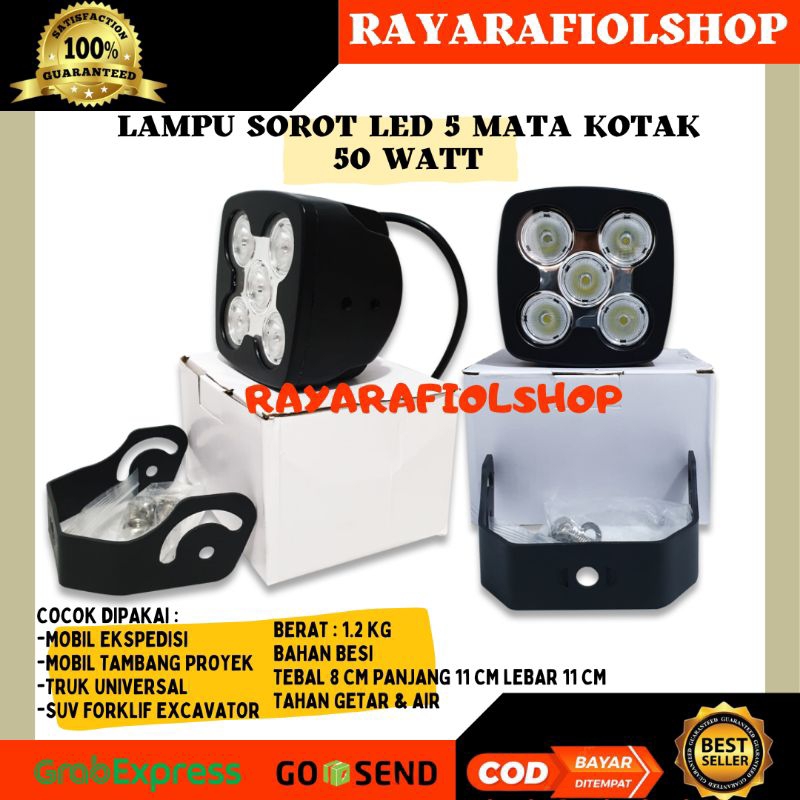 Lampu Sorot Mobil 5 Mata Led Cree 50watt 12-24volt