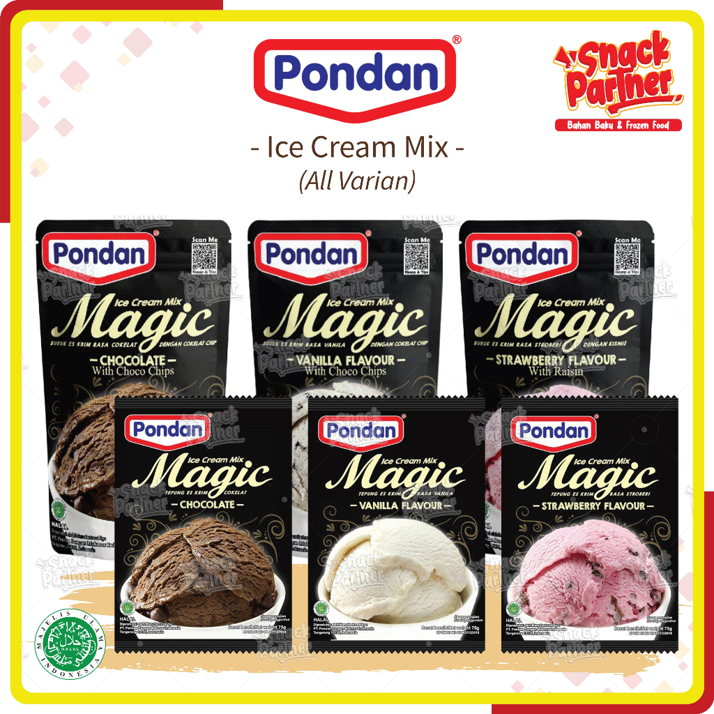 

PONDAN - ICE CREAM MIX - 75 GR @Sachet | 160 GR @Pouch - Tepung Bubuk Es Krim Magic Instant Chocolate Choco Cokelat Coklat Vanilla Vanila Strawberry Stroberi 75GR 160GR