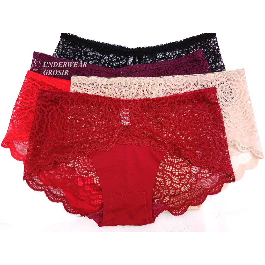 CD Celana Dalam Wanita Brukat Renda Transparan Cantik A7 | Size Fit to L - XL