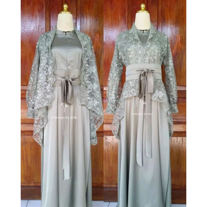 gamis mewah 2in1 brukat bisa lepas pasang