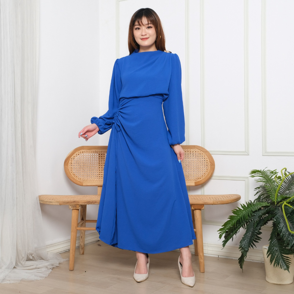 Rafarah Gaun Panjang Wanita Gamis Polos Baju Lebaran Gamis Wanita HALTERIA