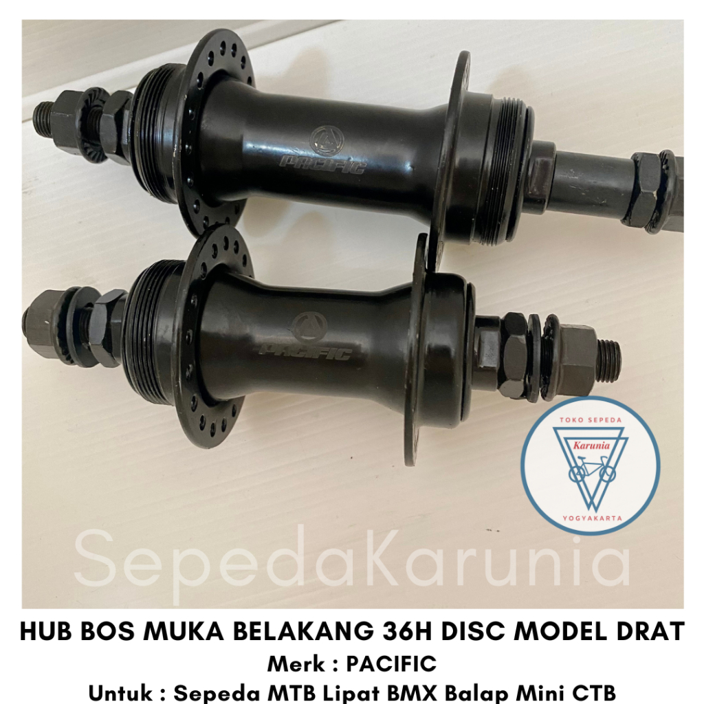 Bos Hub Set Muka Dan Belakang 36H PACIFIC Disc Brake Rem Cakram Model Drat Multispeed Sepeda MTB Lip