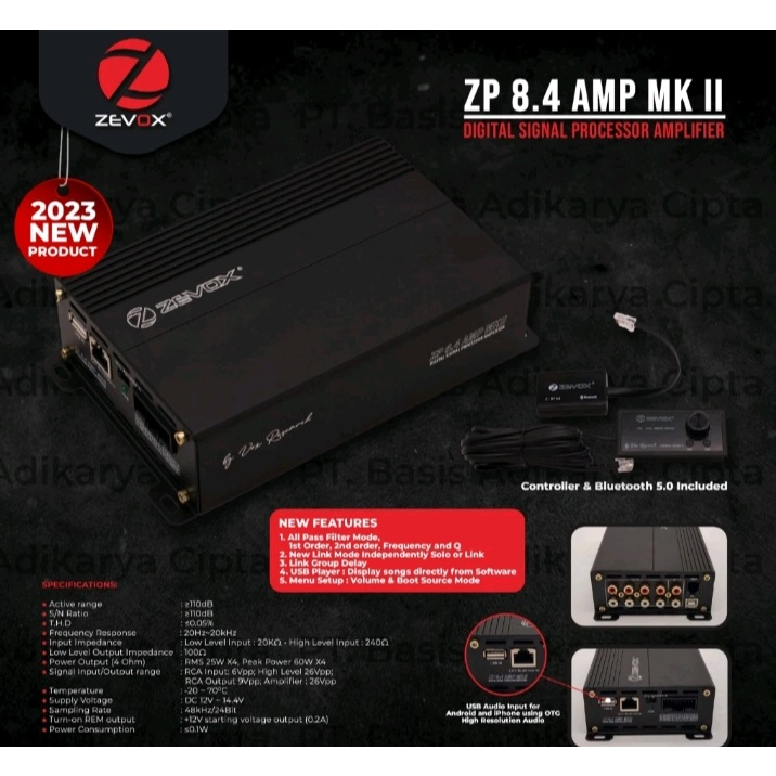 Processor Amplifier Zevox ZP 8.4 AMP 8 Channel DSP - ZP 6.4 AMP 15 MKII MK II