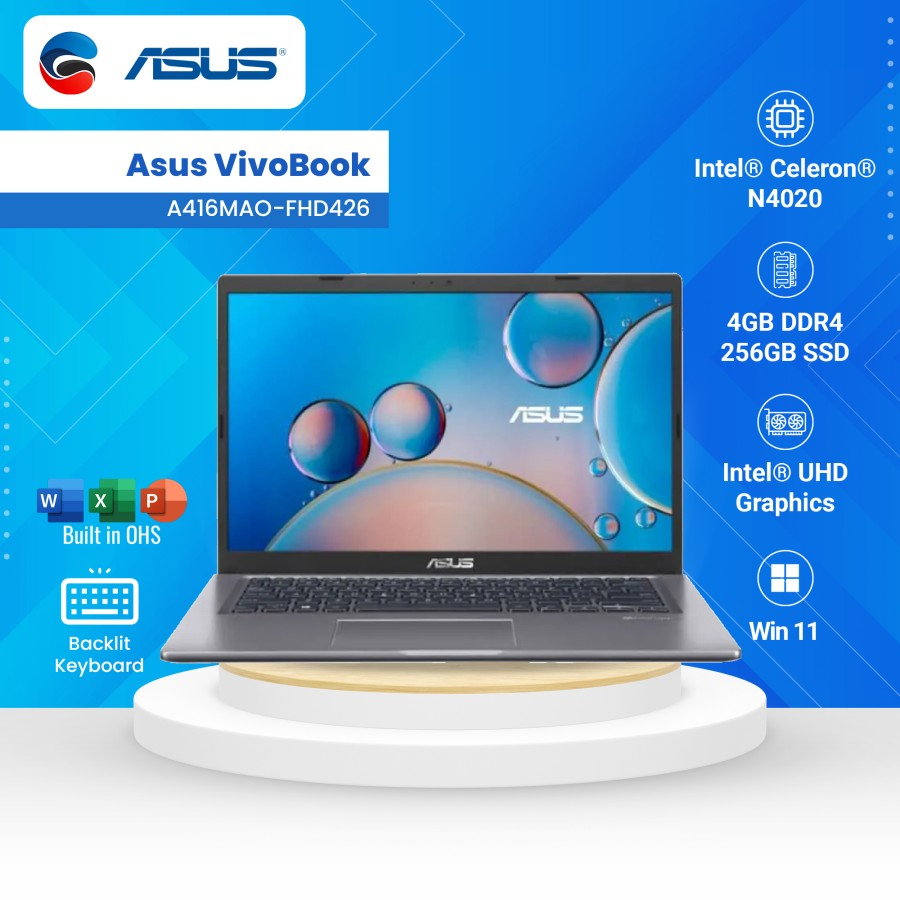 ASUS Laptop A416MAO-FHD426 Intel Celeron N4020 4GB 256GB Win 11