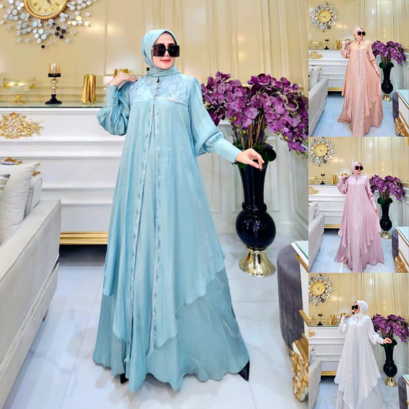 SYAFEERA  Baju set Dress Gamis muslimah Brukat Vanila By Syafeera.