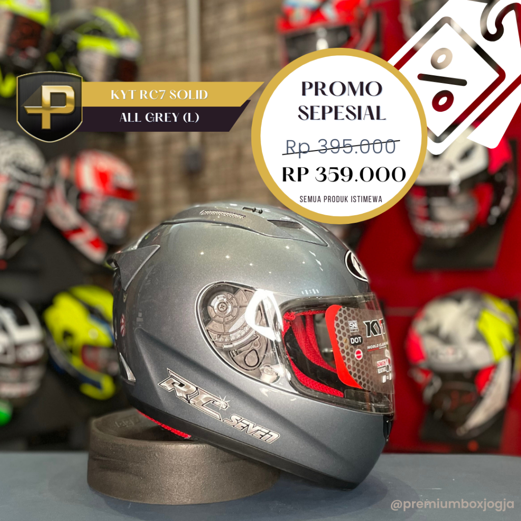 HELM KYT RC7 SOLID - All Grey Metalic / FULL FACE / POLOS