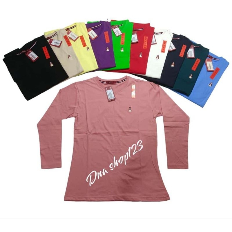 Kaos Cewek V neck Lengan Panjang HP/ Nvd bordir Kaos Wanita katun terbaru