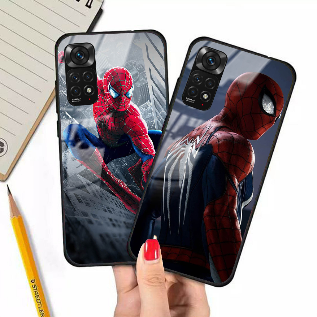 (J36) Softcase Kaca Spiderman Xiaomi Redmi note 12 Pro 4G 5G 11 11 PRO 4G 5G - Xiaomi Redmi Note 12 