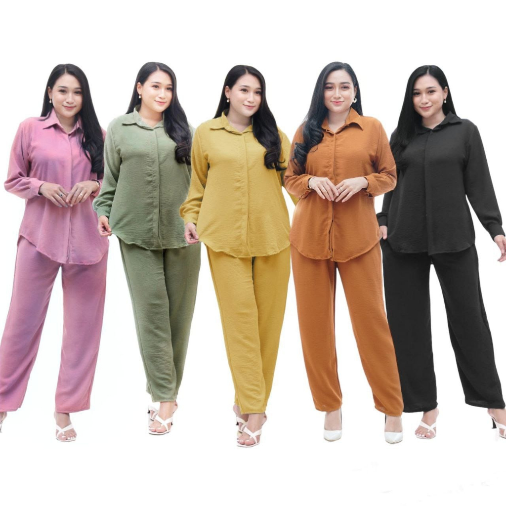 Setelan Wanita / Set Crinkle / Crinkle Airflow / Set Celana / One Set / Best Seller