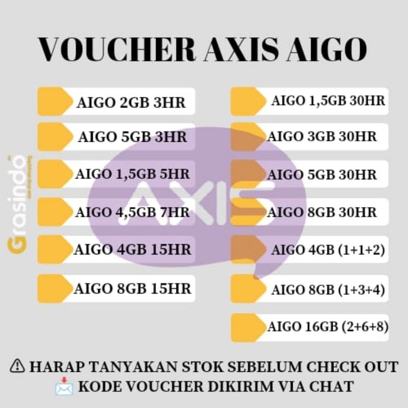 VOUCHER AXIS PAKET DATA AIGO KUOTA OWSEM TERMURAH