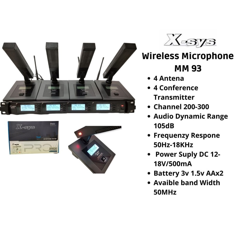 XSYS MM93 Mic Microphone Conference Wireless X-SYS MM 93