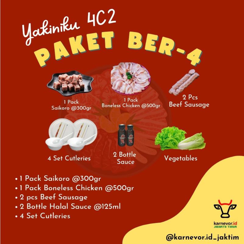 

Paket BBQ Daging Saikoro/Paket 4 Orang/Paket Yakiniku/ Masakan Jepang/Masakan Korea/ Daging sapi