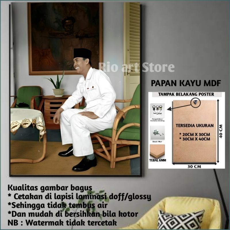 Hiasan dinding poster ir.soekarno untuk walldekor atau dekorasi dinding