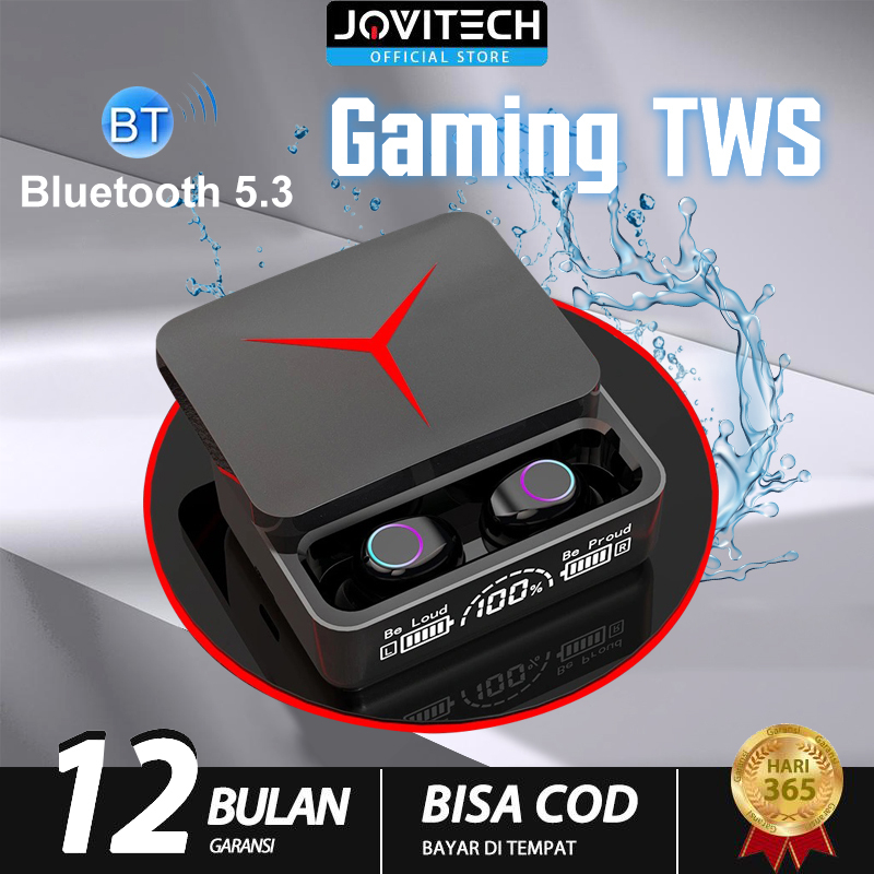 iwanbandas - jovitech m90 pro tws gaming earphone wireless bluetooth led display hifi stereo