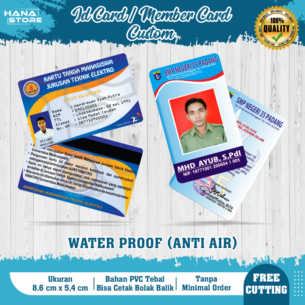 

Cetak ID Card Custom PVC Premium Tebal - Cetak Bolak Balik - Cetak 2 sisi - Kartu Anggota Pelajar - Name Tag Kantor Perusahaan - Kartu Sekolah Mahasiswa
