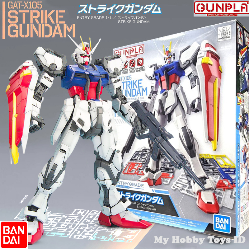 Mainan Action Figure Robot Gundam Gunpla Model KIT Rakit asli BAN DAI MIB Strike Gundam Entry Grade 