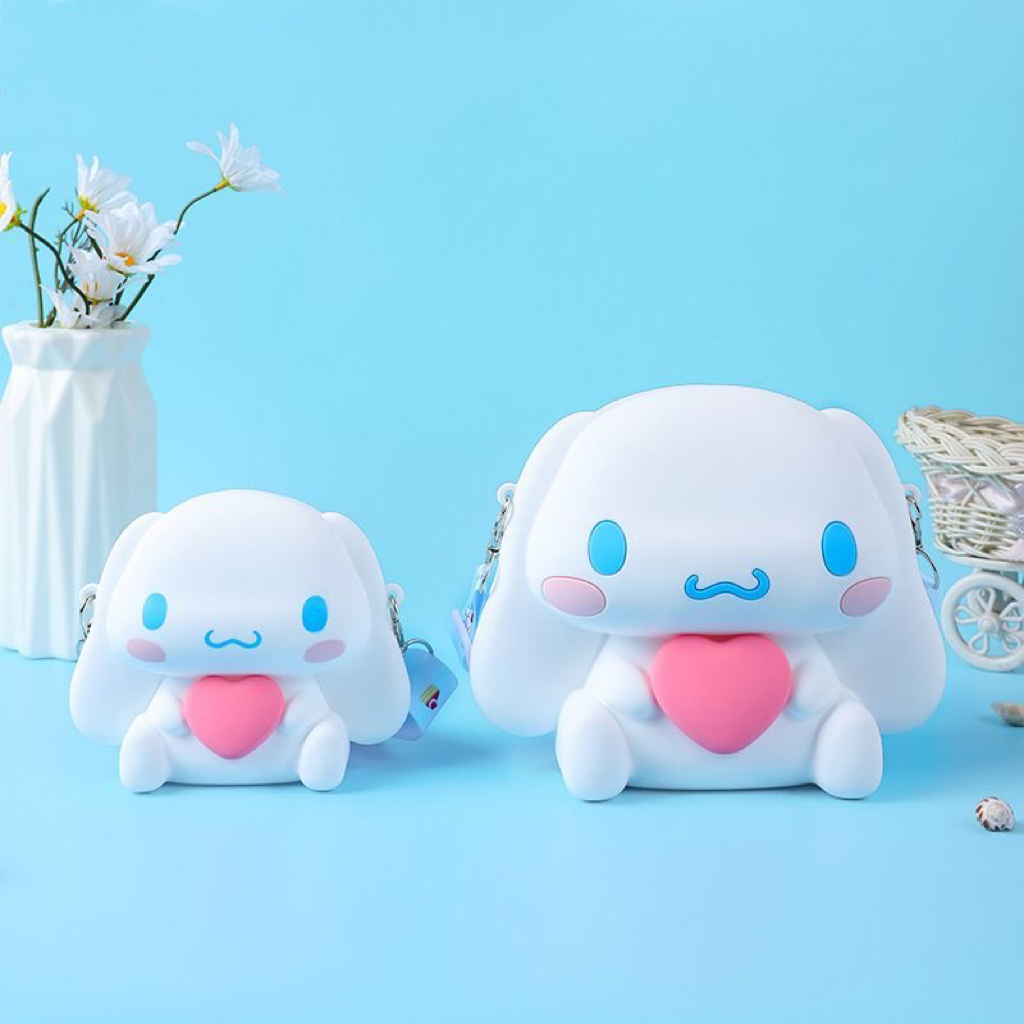 Tas lucu Cinnamoroll/dompet koin kartun/tas selempang silikon/tas selempang putri kecil/dompet koin 