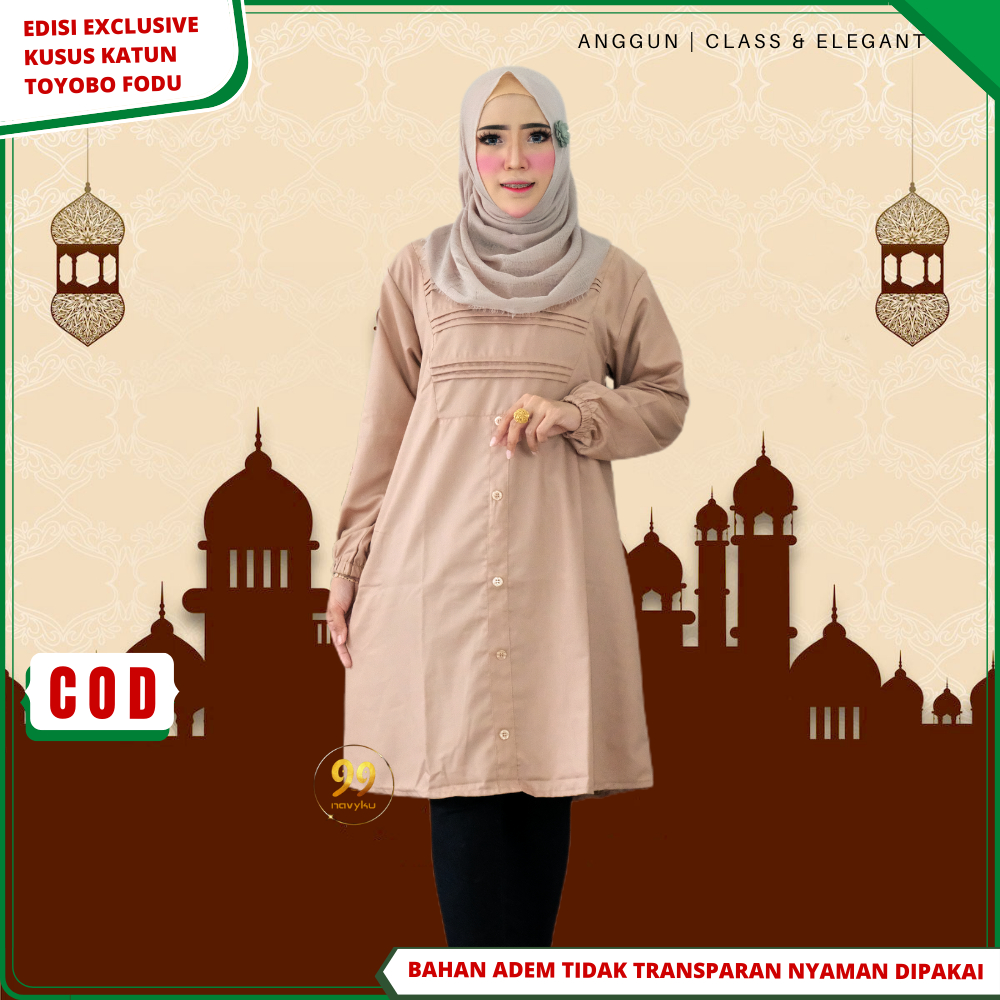 Baju Atasan Tunik Tunic Polos Wanita Bahan Katun Toyobo Premium Santri Putri Terbaru  A4