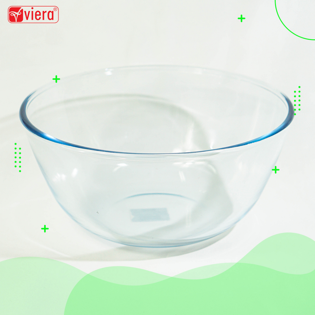 Viera - Glass Mixing Bowl Mangkok Kaca Pengaduk Adonan Kue Bulat Tebal Bening Kuat Tahan Lama SNI