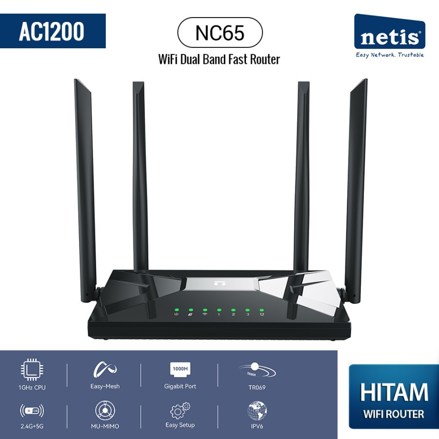 Wireless Router NETIS NC65 AC1200 Dual Band Router WiFi 2.4GHz - 5GHz