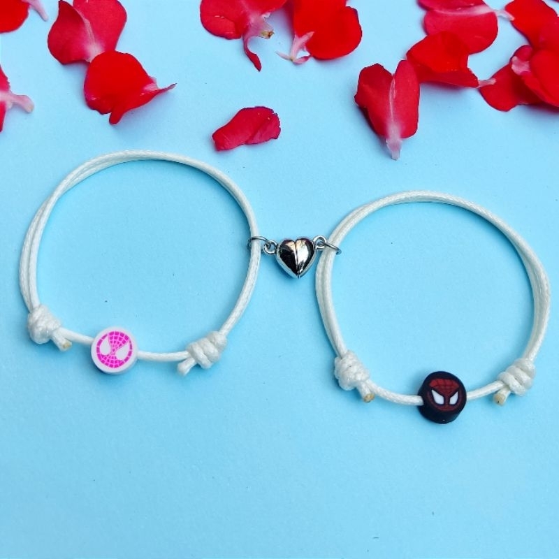 miles and gwen bracelet gelang couple magnet miles dan gwen tali putih