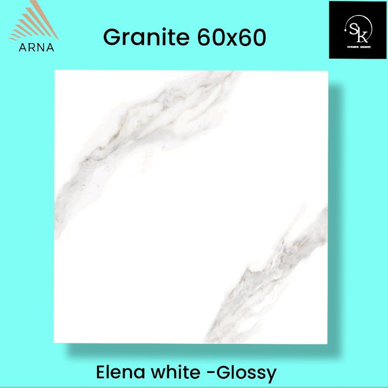 Granit lantai 60x60 Elena White | Arna | Glazed Polished