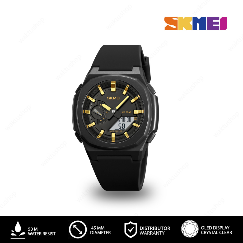 SKMEI 2091 Original Jam Tangan Dual Time Pria Silikon Tahan Air